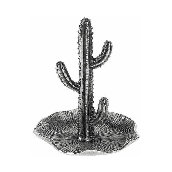 Cactus Ring Tree Pewter Jewellery Tray Trinket Holder per la tua toeletta. Porta anello di cactus su un piccolo vassoio per gioielli o bigiotteria