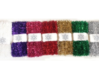 50ft Very Long Thin Tinsel for Craft Christmas Decoration Wreaths Garlands Large Spaces 15M Vintage Style Fine Purple Red Gold Silver