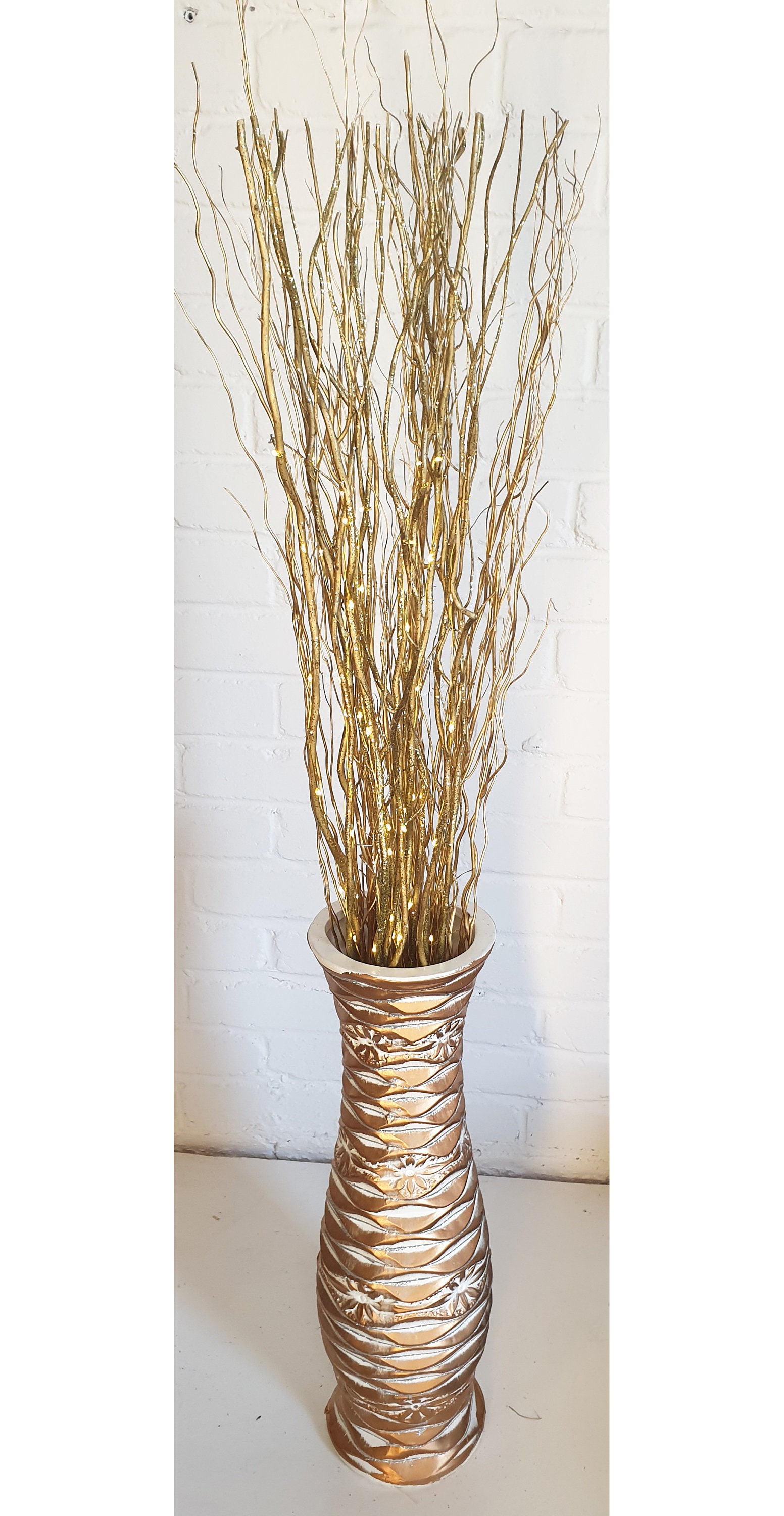 Twisted Willow Twig Branches Bunch Tall Floor Vase 115cm Brown Black Silver  Gold