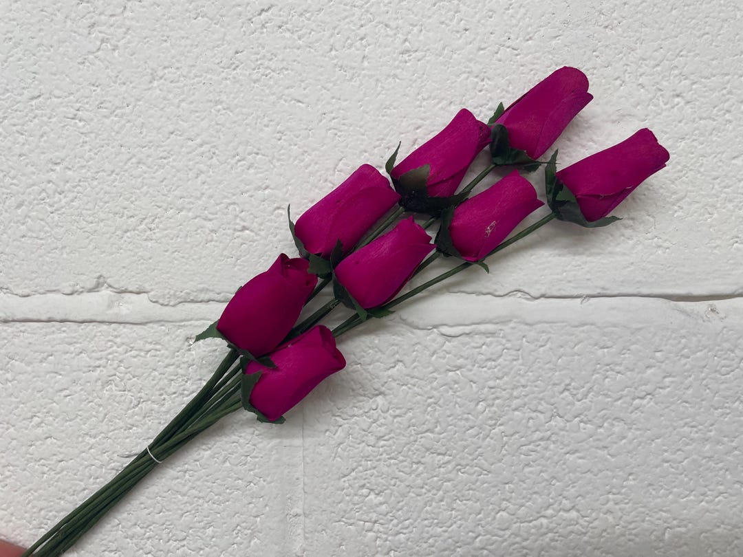 Cerise Pink Roses Dark Hot Pink Cerise Wooden Roses- Choose 8, 50, or 100 -single Rose ...