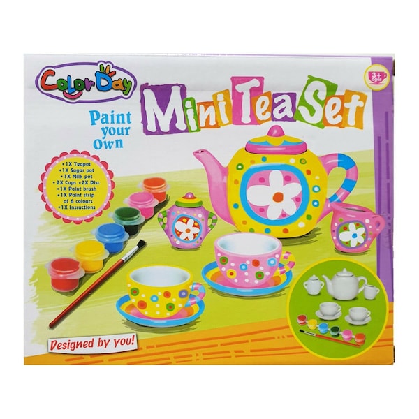 Paint Your Own Mini Tea Party Set with Brush and Paints. Rainy Day Craft Kit or Kids Gift, Great for Afternoon Teas or Teddy Bears Picnic