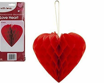 Hallmark HONEYCOMB DECORATION Valentines Vintage HEART Die Cut Hanging Tabletop Hallmark HONEYCOMB DECORATION Valentines Vintage HEART Die Cut Hanging Tabletop