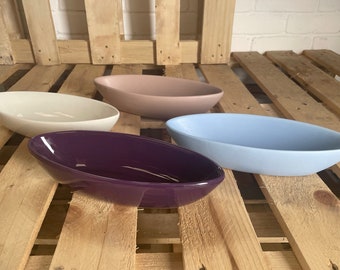 Oval Ceramic Display Bowl in 4 Colours - Choose Duck Egg Blue,  Purple, or Cream. Dish For Pot Pourri, Decorations, Fruit, and More