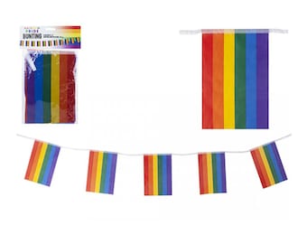 Rainbow Fabric Bunting - 30 Feet Long In 6 Colors (Red, Orange, Yellow, Green, Blue, Purple)