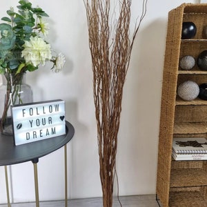 Rich Brown Natural Willow Twigs Twisted Curly Contorted with or without lights 115cm or Spiral Sticks Bunch of Tall Branches or Palm Leaves