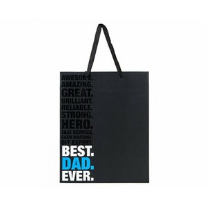 Gift Bag for Dad &quot;Best. Dad. Ever.&quot; Gift Bag with a Top Hat Shaped Bag Tag in 2 Sizes. Fathers Day, Dads Birthday, Christmas Present for Dad