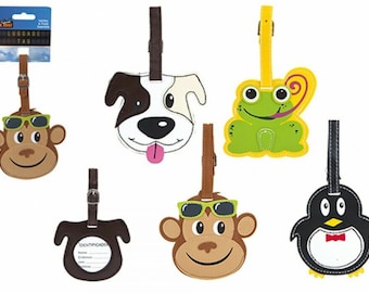 Animal Shaped Luggage Tags, Quirky & Cute Practical Travel Accessory - Choose From Penguin, Frog, Monkey, or Dog. Buckle Onto Your Suitcase