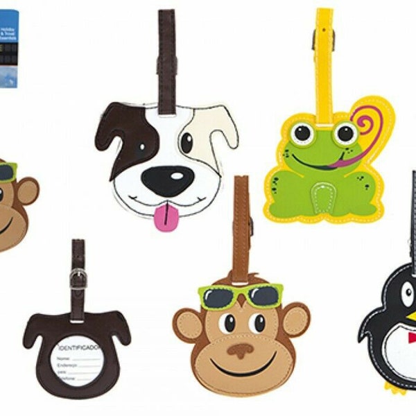 Animal Shaped Luggage Tags, Quirky & Cute Practical Travel Accessory - Choose From Penguin, Frog, Monkey, or Dog. Buckle Onto Your Suitcase