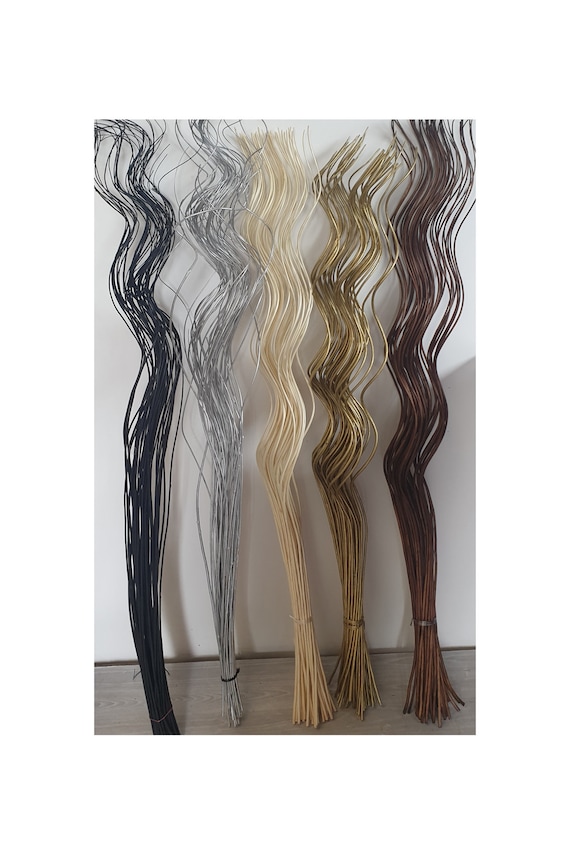 Spiral Willow Twigs Bunch, Curly Twisted Dried Vase Filler Corkscrew Branches 1.2M Branches 120cm tall in Gold- Silver- Black- Brown- Cream
