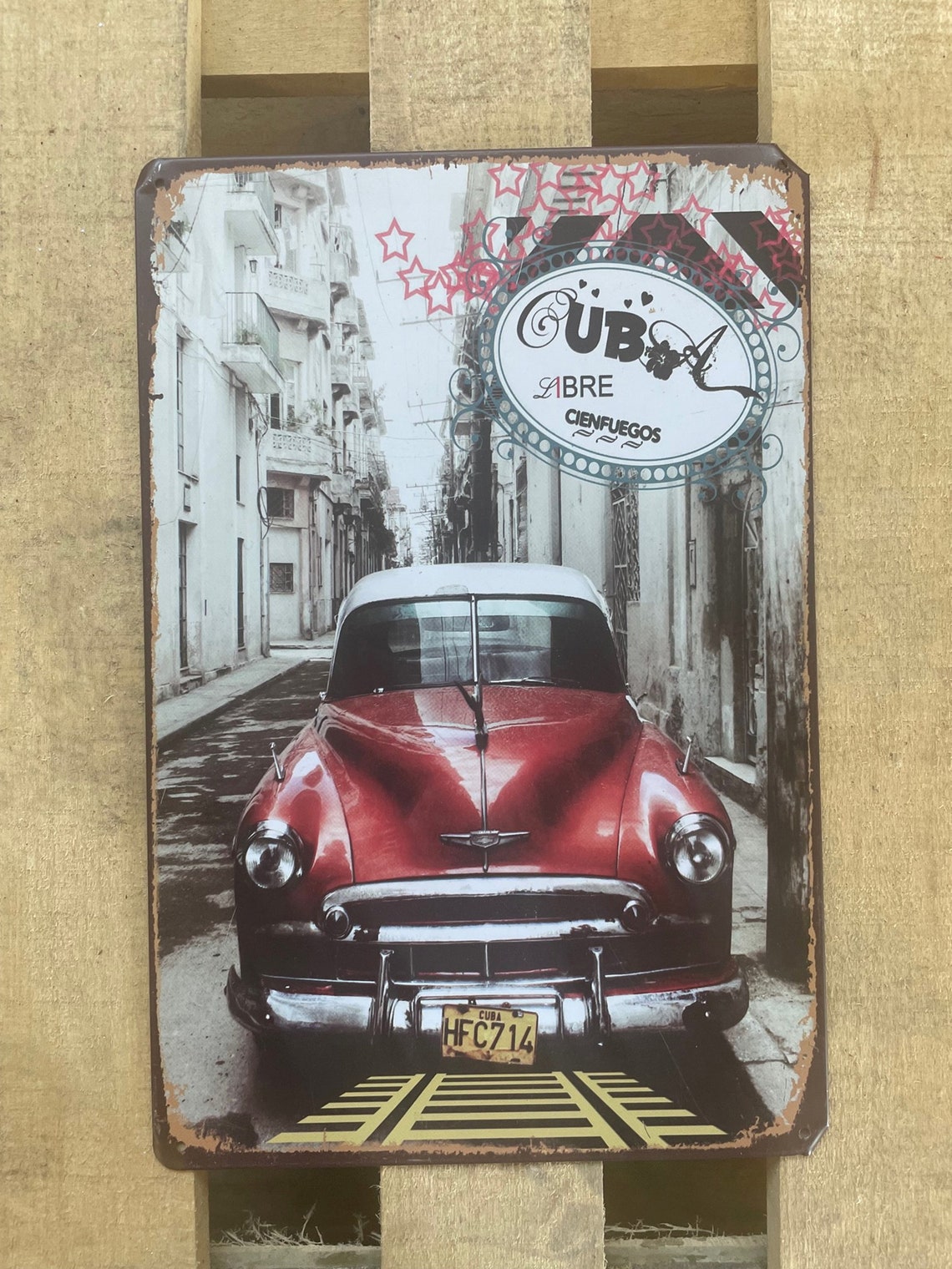 Vintage Metal Hanging Signs With Classic Car Prints and a - Etsy