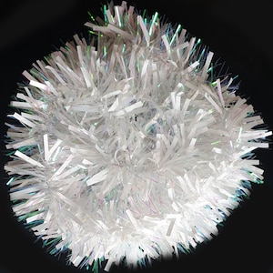 White Iridescent Tinsel Luxury Snow Sparkle Thick and Thin Tinsel 2 Metre Strand for Craft, Christmas Decoration, Wreaths, Garlands, Etc