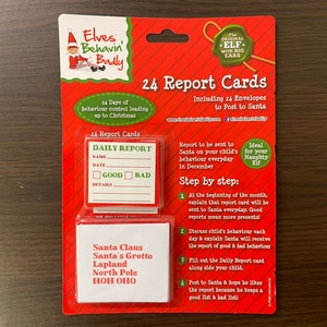 Mini boletines de notas de elfo: cuenta regresiva para Navidad con estos 24 boletines de notas diarios y sobres dirigidos a Papá Noel