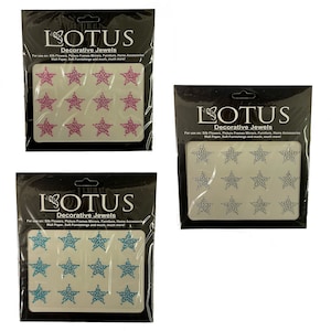 Diamante Jewels Multi Pack of Star, Bow, Snowflake, or Heart Shapes. Stick On Self Adhesive Rhinestones. Choose from Teal, Pink, or Clear.