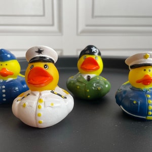 Military Mini Rubber Duck in Uniform Set: Fun Gift, Wedding Favour, Duck Race etc. Cute Ducks in Navy, Army, Airforce, Police Style Uniforms