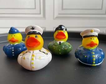 1 x Military Mini Rubber Duck in Uniform Gift, Wedding Favour, Duck Race etc. Cute Ducks in Navy, Army, Airforce, Police Style Uniforms