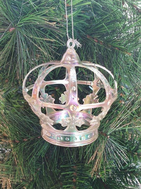 Iridescent Shimmer Hanging Crown Christmas Tree Decorations, Magical Fairy  Tale Theme Pearlescent Royal Style Tiara for Kings and Queens 