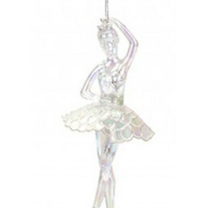 Iridescent Shimmer Hanging Ballerina Christmas Tree Decorations, Magical Fairy Tale Theme Pearlescent Ballet Dancer With Tutu Skirt