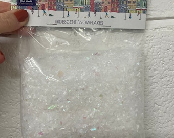Iridescent Snowflakes Fake Snow 2oz Pack Artificial Shimmer Snow Christmas Decorations White Faux Snowflakes Create Winter Craft Snow Scene
