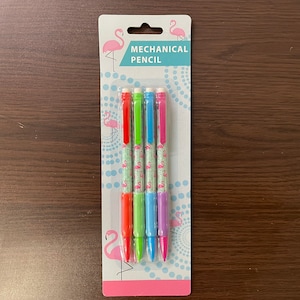 Flamingo Theme Pack of 4 Mechanical Pencils Stationery Gift Pack. Back to School, Home, Office, University, Work