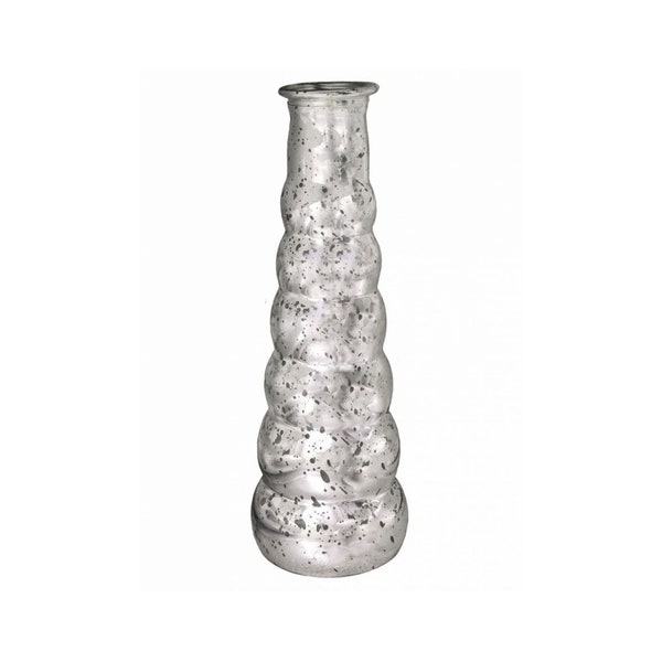 Bubble Vase Bottle Vase with Speckled Silver Coloured Finish 21cm Tall Slender Posy Vase. Gift for Valentines, Mother's Day, Birthday etc