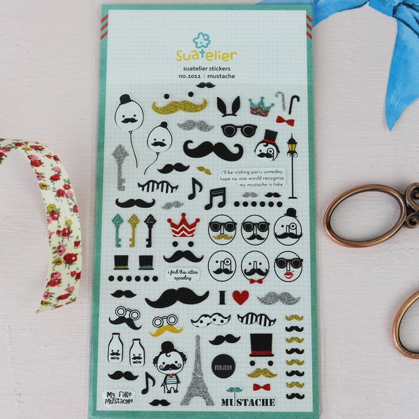 Suatelier Aufkleber Mustache / Scrapbooking Stickers / Lieblings Stickers / Sticker Sheet / Planner Stickers