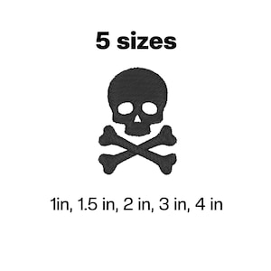Skull and Crossbones Icon | Digital Embroidery File | Halloween, Posion Label | Instant Download