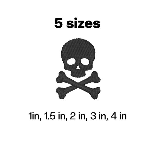 Skull and Crossbones Icon | Digital Embroidery File | Halloween, Posion Label | Instant Download