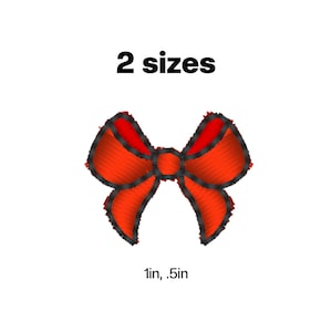 May include: Red fabric bow with black stitching, available in two sizes: 1 inch and 0.5 inch.