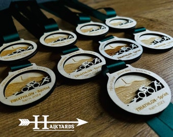 Bulk Packs Custom Logo Eco Biodegradable Wooden Medals, Personalised Sports Medals, Marathon, Cycling, Running, Football, Charities, Rescues