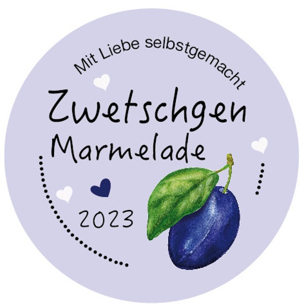 Etiketten Marmelade Zwetschgen Pflaume Aufkleber Sticker Gelee Mus Beschriftung