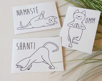 Postkarte Namasté Yoga Katze Balance Lifestyle 3er