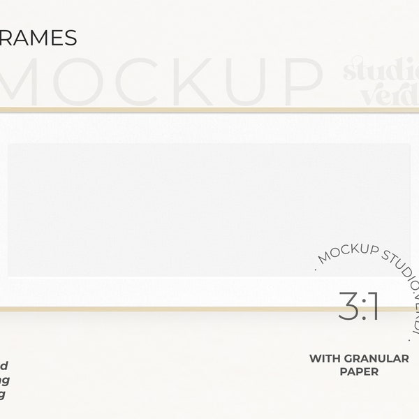 MOCKUP Panoramic Frame 1:3 Format /// Digital Mockup, Wood Portrait Styled, White Wall, Minimal, Wood Framed, Art Display/ Png JPG PSD / A13