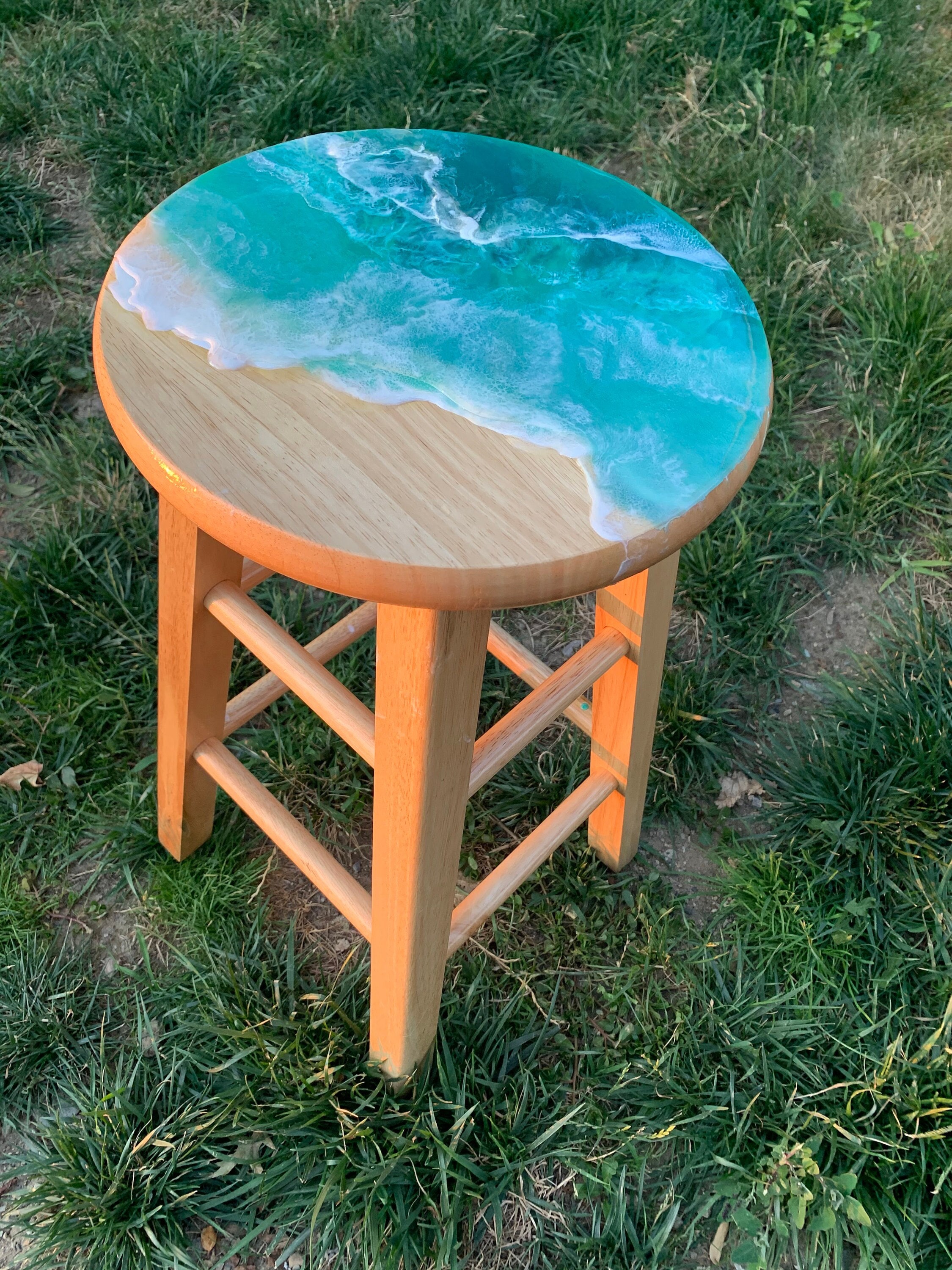 Resin side table Epoxy resin round table ocean inspired side Etsy
