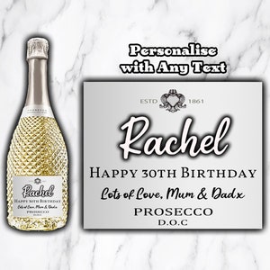 Personalised Silver Prosecco Label Champagne Wine Bottle Sticker Design 6
