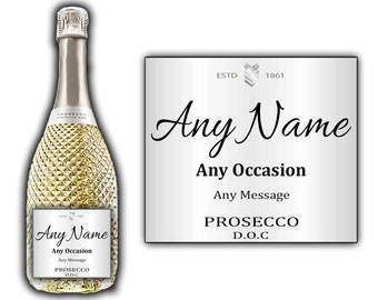 Personalised Silver Prosecco Label Champagne Wine Bottle Sticker