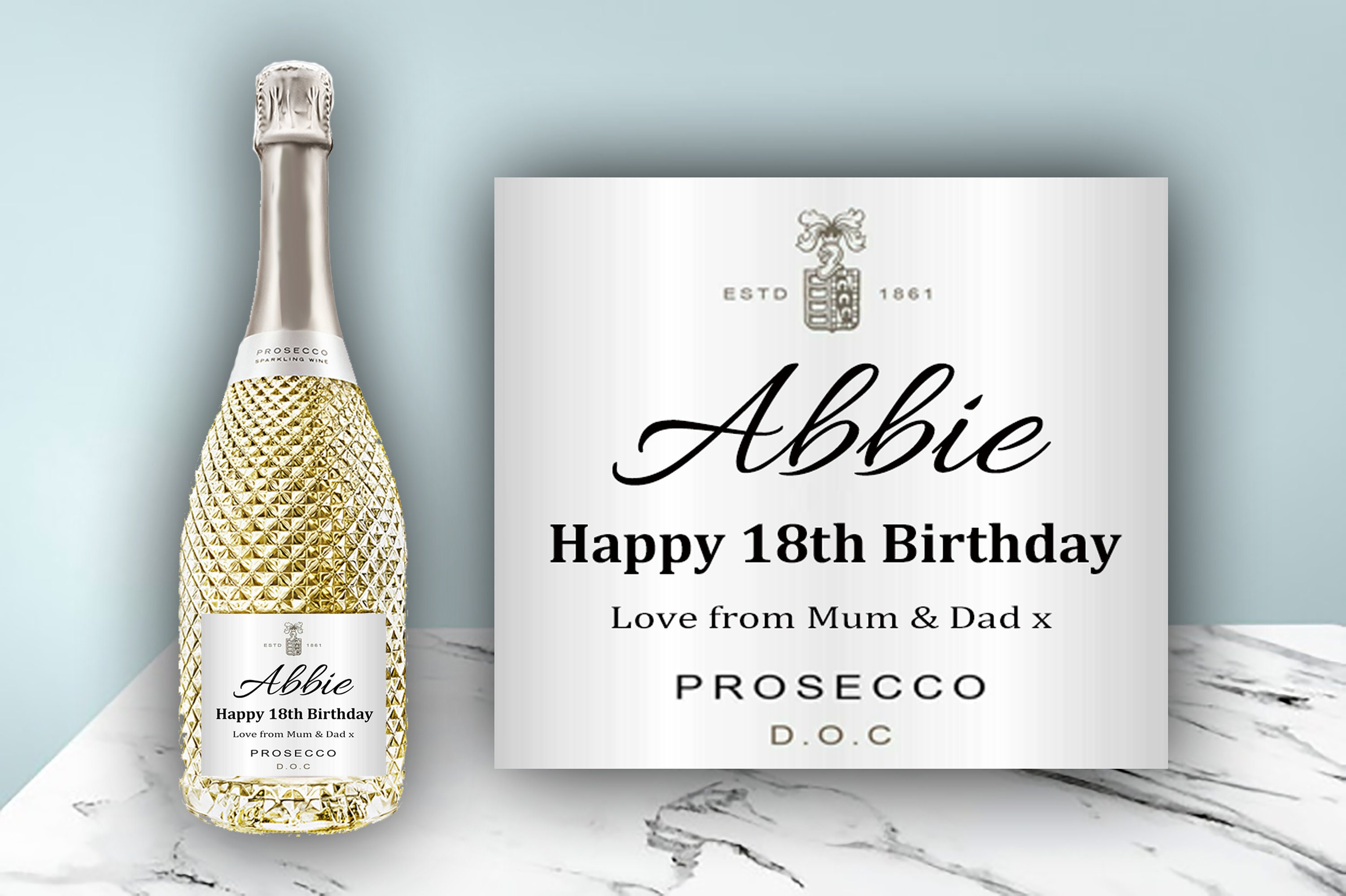 Personalised Silver Prosecco Bottle LABEL Sticker Birthday Etsy