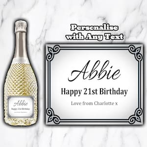 Personalised Silver Prosecco Label Champagne Wine Bottle Sticker