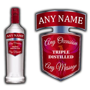 Personalised Vodka Bottle LABEL - Birthday - Congratulations - Wedding - Bride - Party - House Warming - Favour - Groom Anniversary Sticker