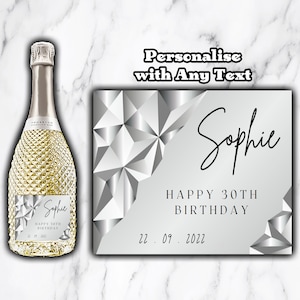 Personalised Silver Prosecco Label Champagne Wine Bottle Sticker Design 5