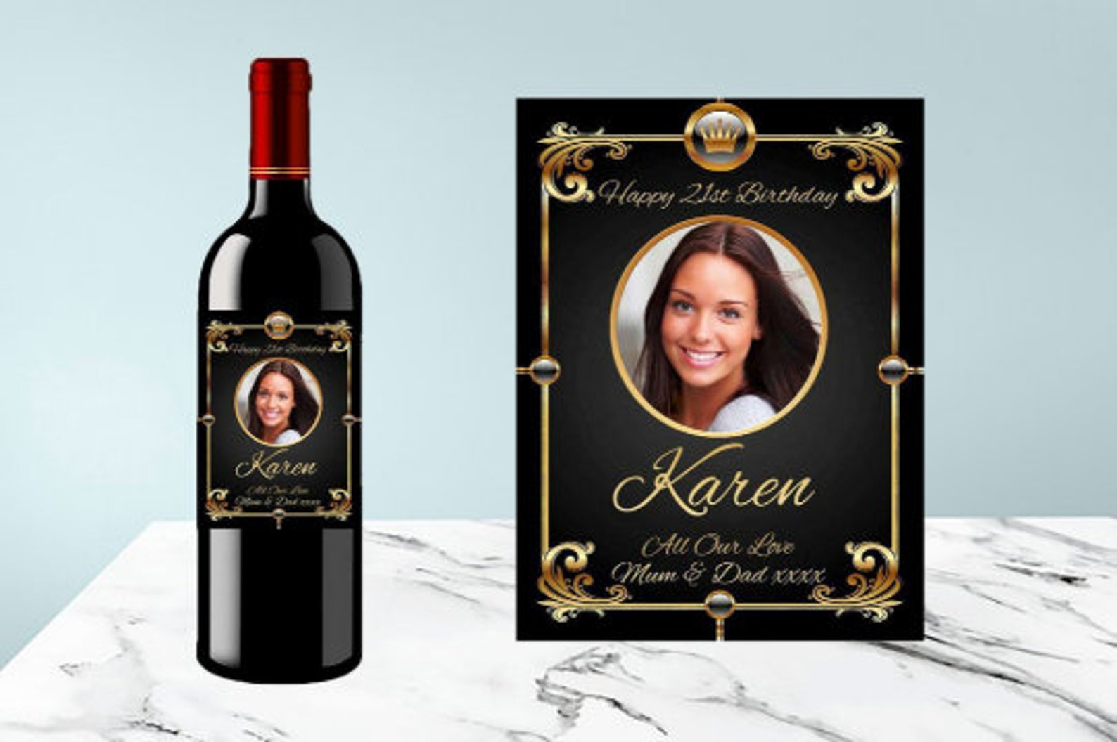 Personalised Black & Gold Wine Bottle LABEL Birthday Etsy