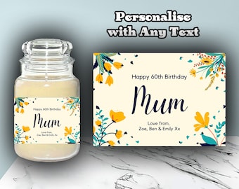 Personalised Label Sticker for Candles - Birthday Engagement Wedding Anniversary Retirement Custom Any Text