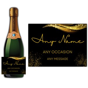 Personalised Label Sticker for Prosecco Champagne Wine Bottles - Birthday Engagement Wedding Anniversary Retirement Any Text