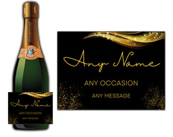 Personalised Label Sticker for Prosecco Champagne Wine Bottles - Birthday Engagement Wedding Anniversary Retirement Any Text