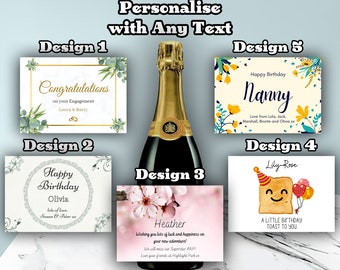Personalised Label Sticker for Prosecco Champagne Wine Bottles - Birthday Wedding Anniversary And More