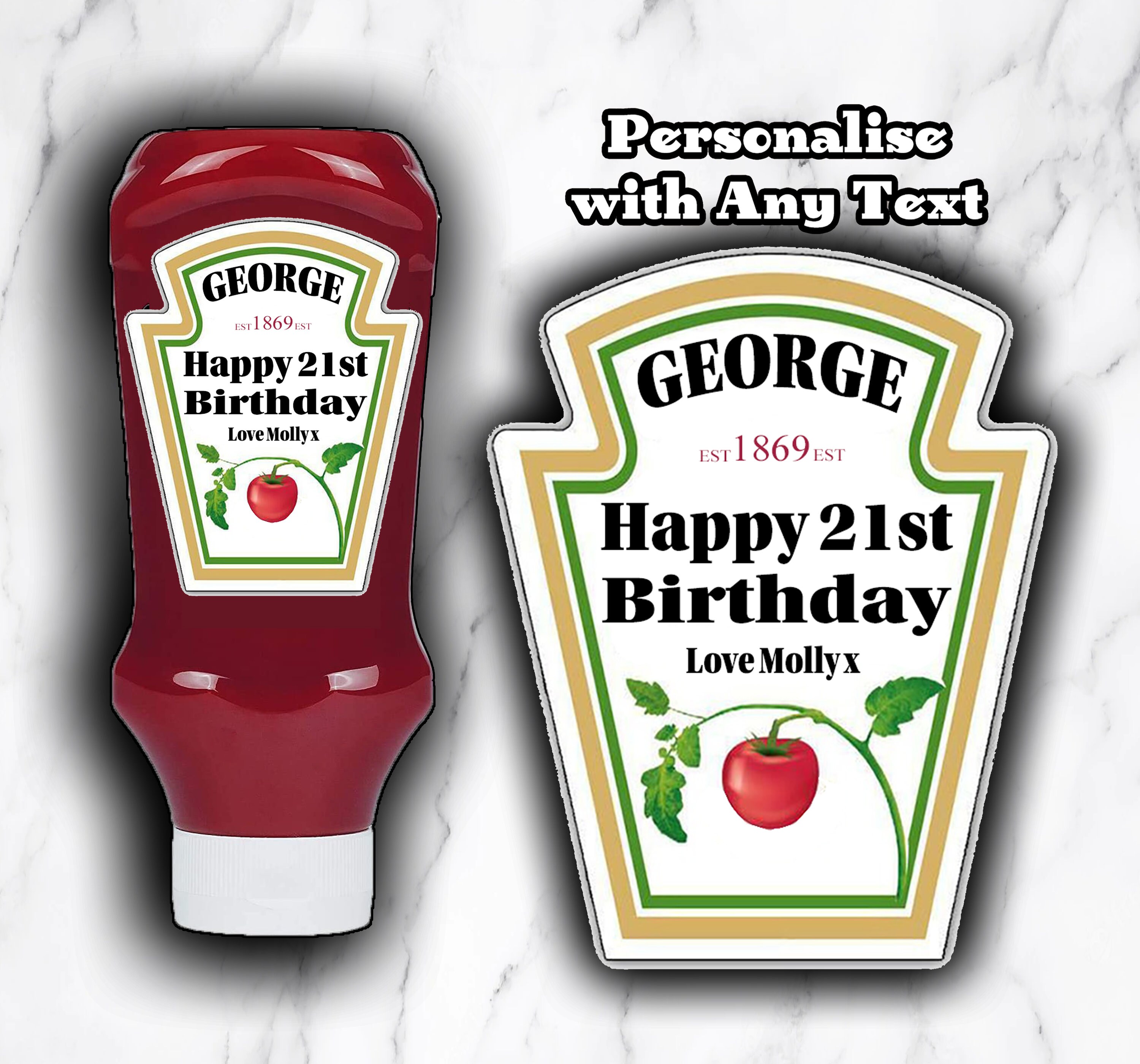 Personalised Red Sauce Ketchup Label Sticker Birthday Etsy UK