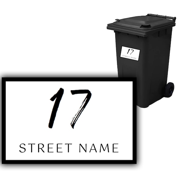 Personalised Wheelie Bin Stickers Custom House & Road Address Labels