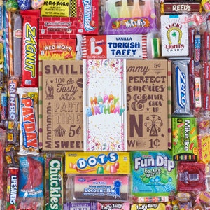 Vintage Candy Co. Retro Candy Happy Birthday Care Package for Woman Man Women Men Girl Boy - Childhood Bday Candy - Boxed Candies Gift Idea