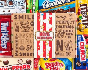 Best Movie Theater Candy - #1 Movie Night Candy Gift Box for Husband Wife Woman Man College Student Girl Boy Assorted Mix Vintage Candy Co.