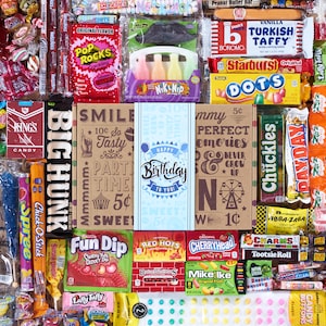 Vintage Candy Co. Birthday Gifts for Him Candies Assortment Retro Bday Candies Basket Care Package Gift Idea for Man Men Husband Son or Boy