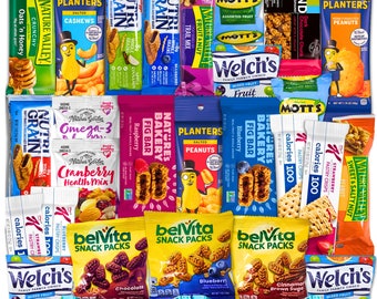 Ultimate Snack Box Deluxe: 28 Healthy Natural Snacks - Variety of Granola Bars, Fruit Snacks, and Nut Mixes for Families, Travel, and Gifts